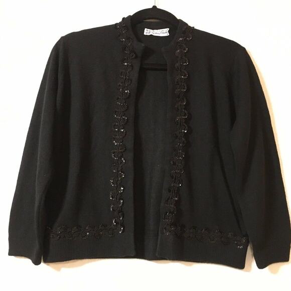 Sidney Gould Size Medium Cashmere Sweater Black Women's  bling - Picture 4 of 9